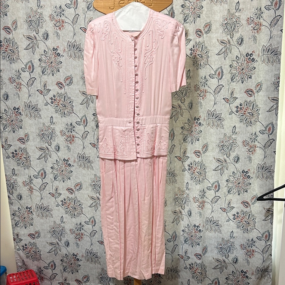 Elegant Pink Embroidered Dress Set